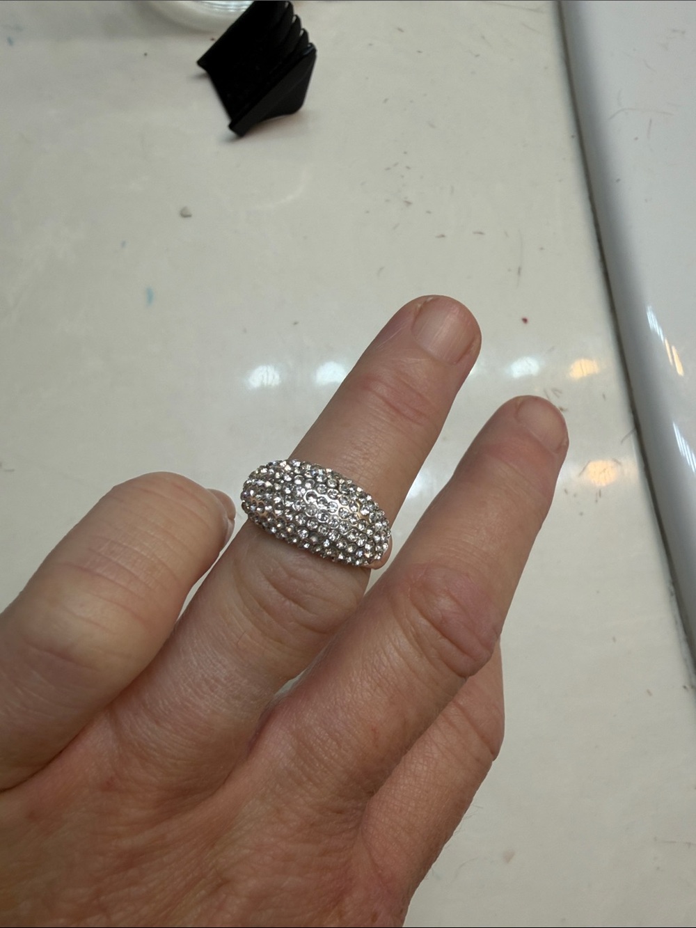 Silver Pavé Crystal Dome Ring - Women Jewelry